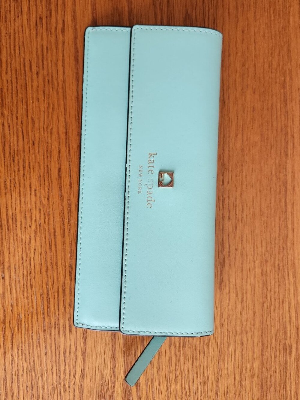KATE SPADE NEW YORK TIFFANY BLUE COW LEATHER SLENDER SNAP BIFOLD  WALLET